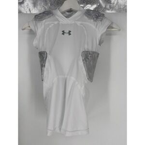 Under Armour Padded Football Shirt Youth Size Medium White HeatGear Compression